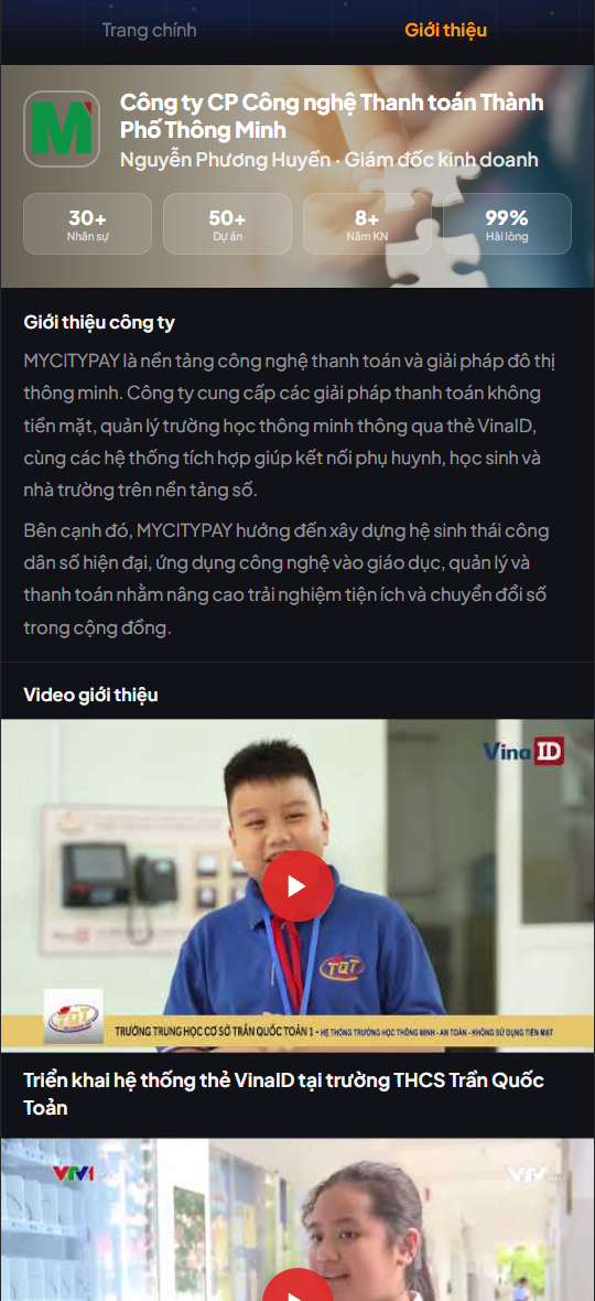 Màn hình Giới thiệu hồ sơ số MCP Connect